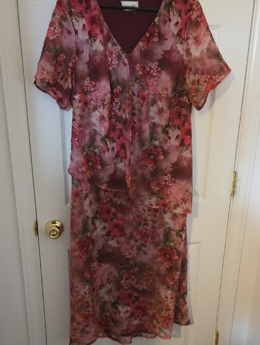 Floral Pink Layered Skirt Set - Women's Two-Piece Ensemble
